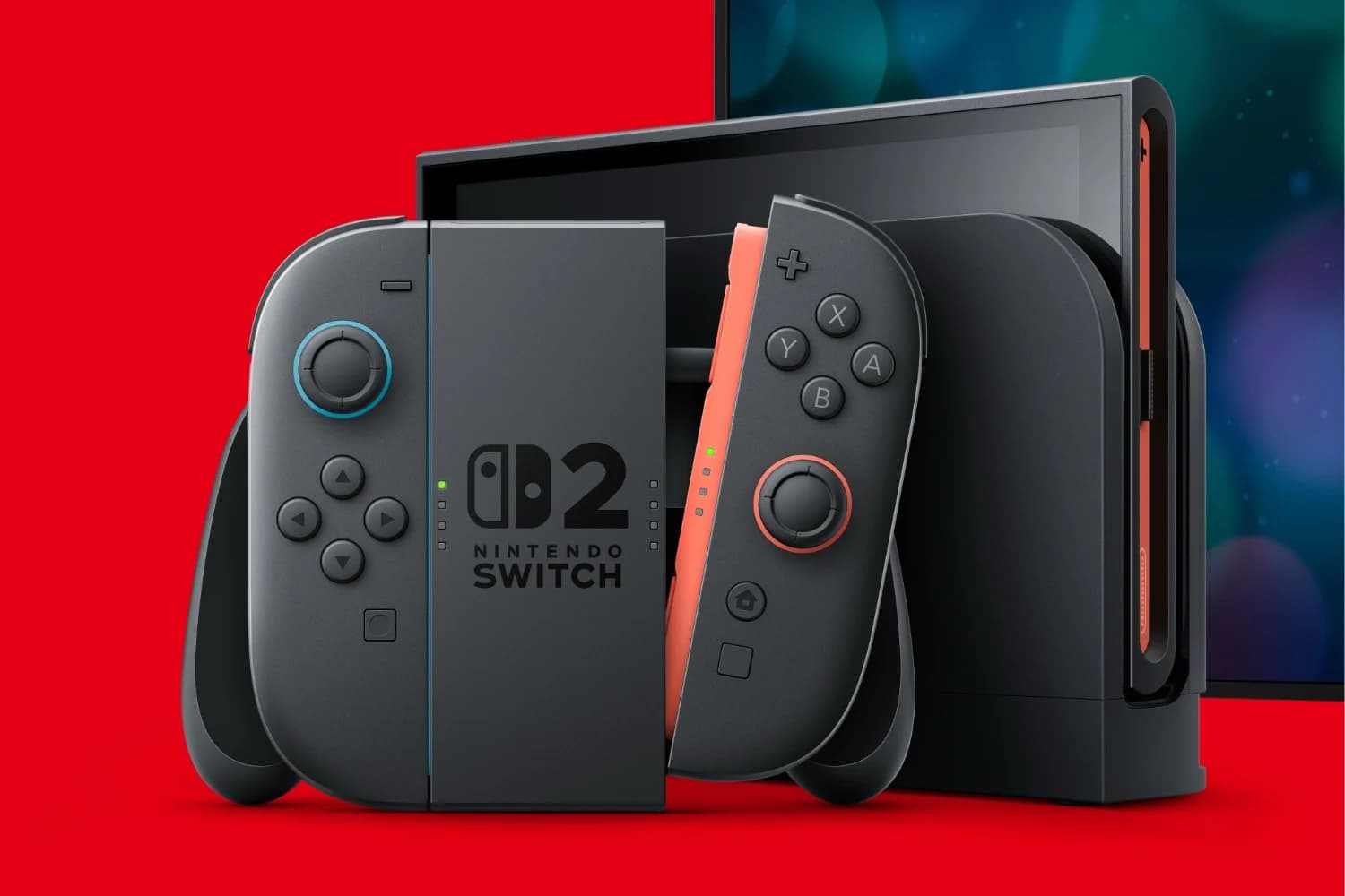 Nintendo Switch 2 vue de face avec Joy-Con 2 magnétiques