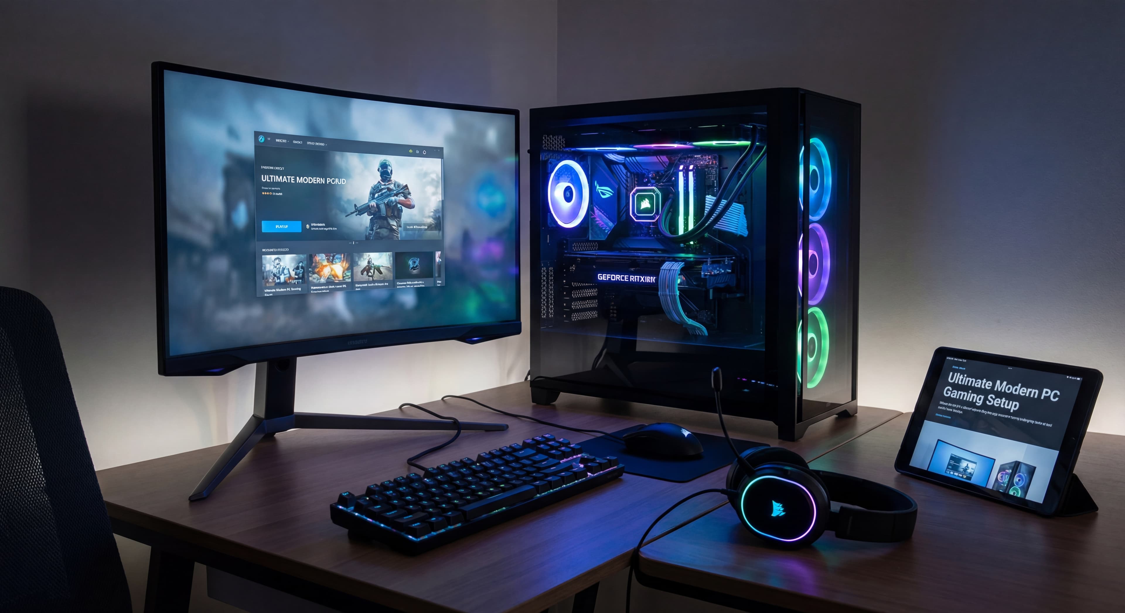 PC gamer ouvert avec ventilateurs et radiateur visibles